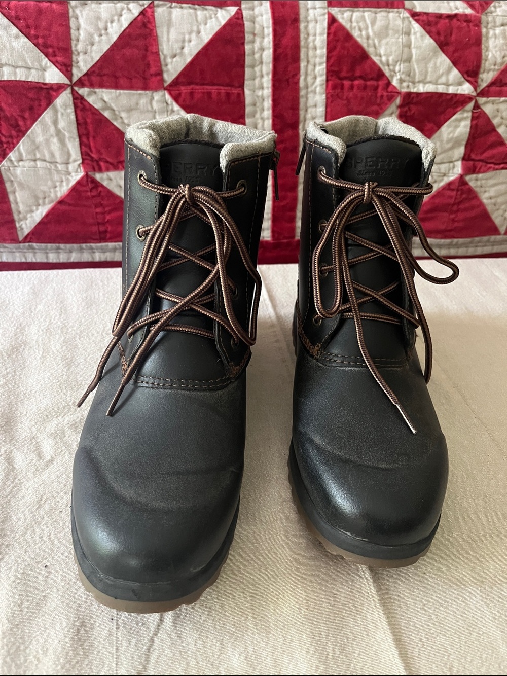 Sperry Women’s Dark Brown Lace-Up Waterproof Boots